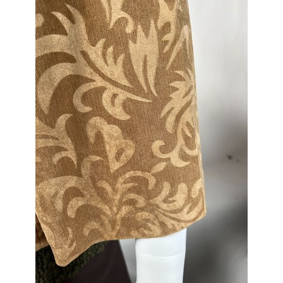 R.Q.T. Womens 1X Printed Corduroy Jacket Button Closure Beige & Brown Polyester - Picture 11 of 16